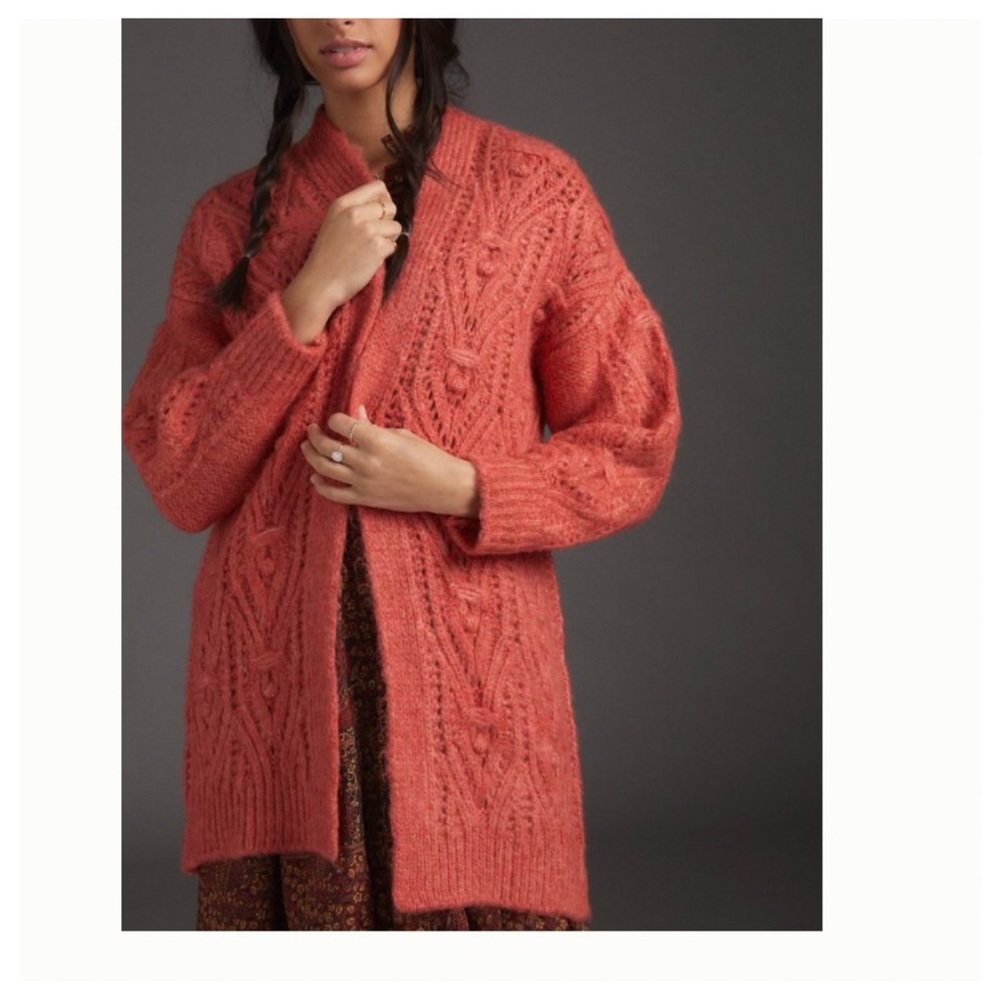 Anthro Nuria Textured Knotch Long Cardigan M - Picture 5 of 17